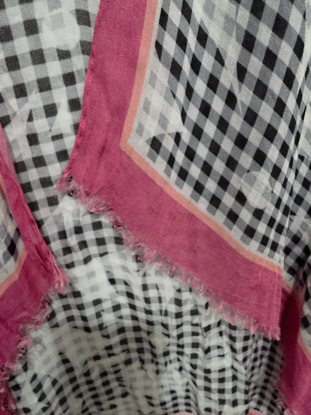 kate spade Black and White Checked Floral Kimono Coverall with Pink Trim